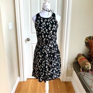 Rebecca Taylor Dress Silk Leopard Print Black White Gray  (4)
